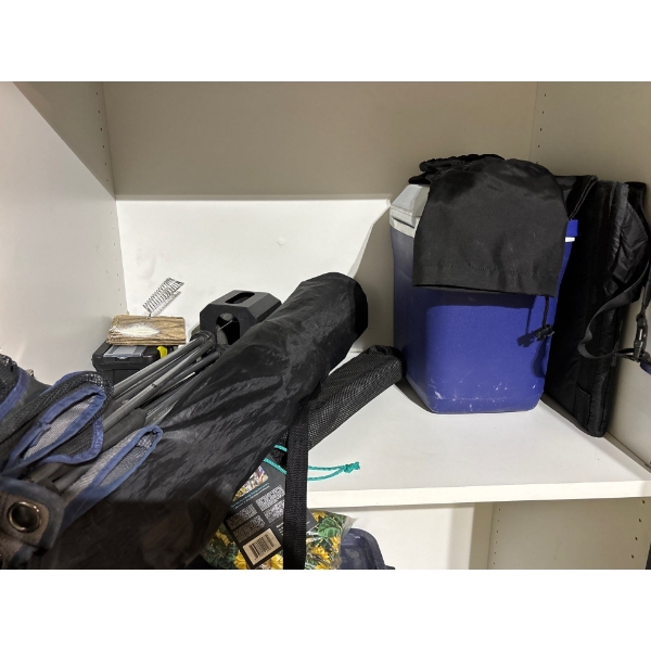 Selection Of Camping Supplies Cooler Chairs and other Misc Items 