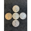 Image 2 : 5 Canadian silver 50 Cent pieces  80% pure silver 58.30g various years