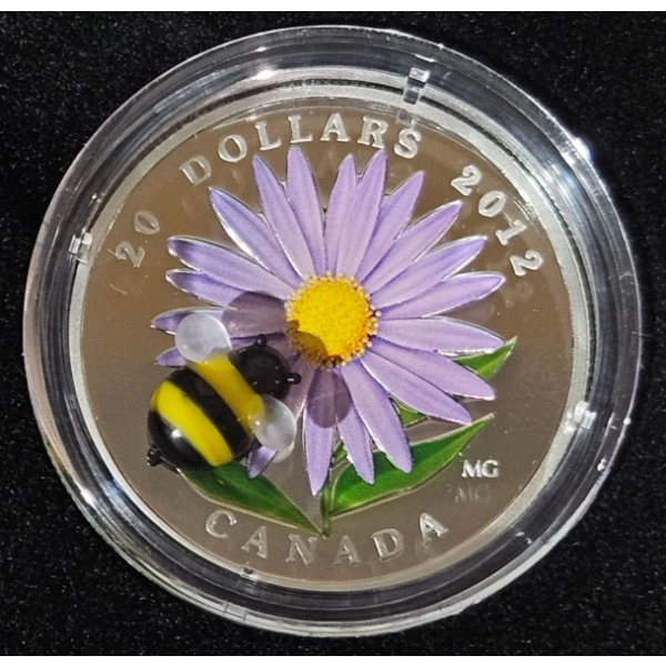 2012 $20 Aster with Venetian Glass Bumblebee - 99.9% Fine Silver Coin #2