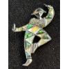 Image 1 : Signed Rhinestone & Abalone Harlequin Brooch