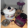 Image 5 : Italian Majolica Style Kitchen Collection w/ Frosted Glass Vases & Cocktail Mixer