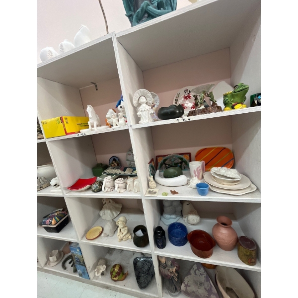  ceramic greenware all contents on shelf