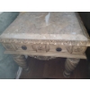 Image 1 : Wood and Marble Side Table 28 W, 28 D, 27 T
