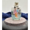 Image 2 : Hand Painted Glass Snuff Bottle with Spoon 2.5H