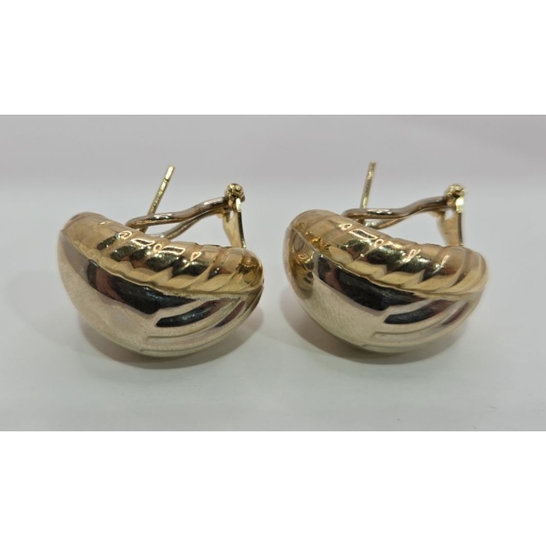 14K Italy White & Yellow Gold Earrings (8.7 Grams Total)