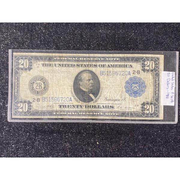 USA $20 Bill From 1914