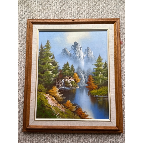 Gorgeous Mountainside Oil on Canvas Painting By J. Phvis -  21x25 