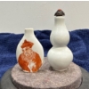 Porcelain Snuff Bottles (one with spoon, one missing lid) 2.25H & 3H