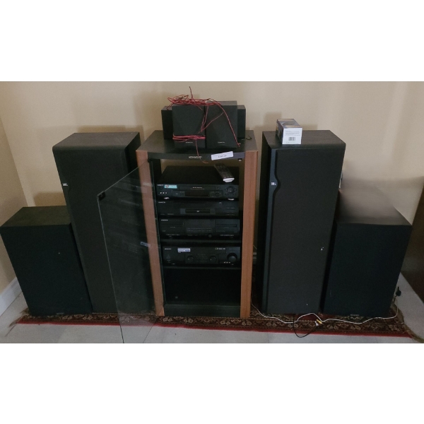 Kenwood Stereo/ Cab 23 w, 42 h, 17 d,  DV-502 , CT-405 & VR-509 & Sony VCR Model SLV-N71, TV/ VCR
