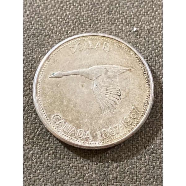 1967 Canadian Centennial Silver Dollar Featuring Flying Goose
