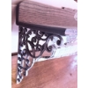 Image 3 : Wall-Mounted Shelf with Ornate Cast Iron Brackets and Wood Back Panel