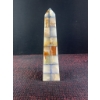 Image 2 : Two Mosaic Onyx Decorative Pieces - Obelisk and Sphere