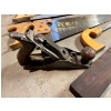 Image 4 : Assortment of Saws, wooden level, and vintage Stanley No. 113 Compass Plane
