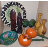 Image 1 : Home-Made Painted Giraffe Plate 10 Diameter, Maracas, Carved Wooden Faces and More!