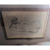 Image 2 : Framed Art Print Featuring Nude Sketch & Plush Dog On Bedding