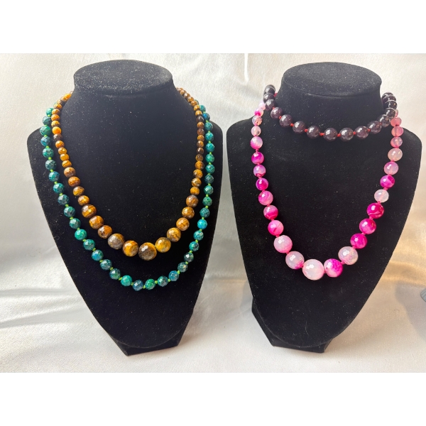 Four Handcrafted Semi-Precious Stone Necklaces