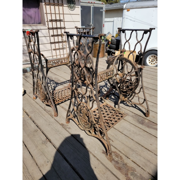 2 Cast Iron Singer Sewing Machine Stands 28" High 