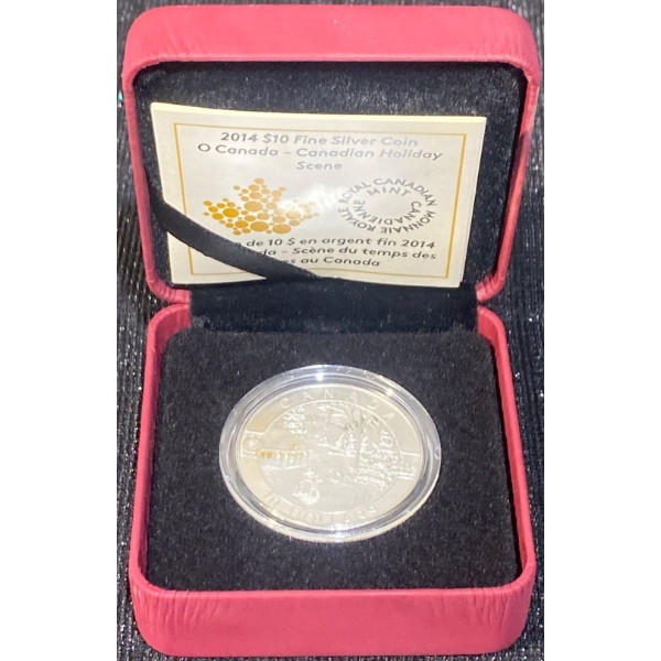 2014 $10 Canadian Holiday Scene Fine Silver Coin 15.87 Grams