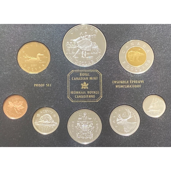 2001 Canadian Proof Set 92.5% Silver 1.694 Troy Ounces