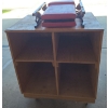 Automotive Creeper & Wooden Open Garage Cabinet on Wheels.  Cabinet 32 2, 23 h, 38 h