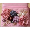 Image 2 : Pink Faux Leather Storage Box- Largest w/ Flowers on Front 9 W, 7 D, 8 T