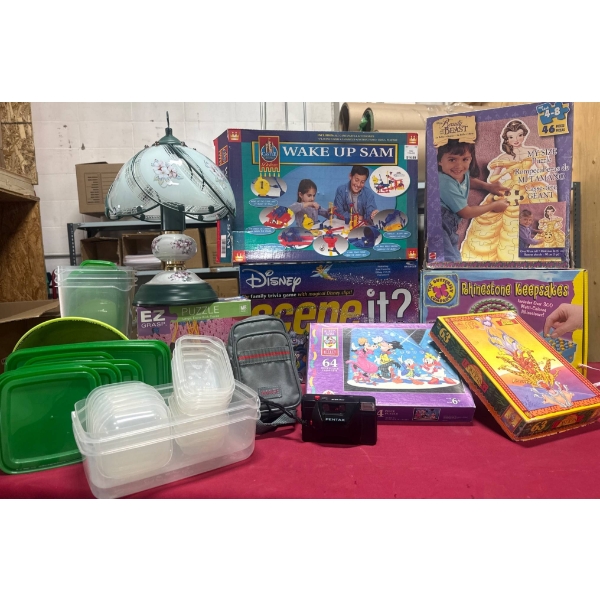 Children's Games, Puzzles, Touch Lamp, and Snack Containers