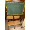 Image 1 : Antique Chalkboard & Children's Play Miniature Chairs (rust on bottom)