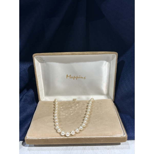 36" Authentic Cultured Pearl Necklace Hand Knotted with Silk, 6mm Pearls and Silver Clasp