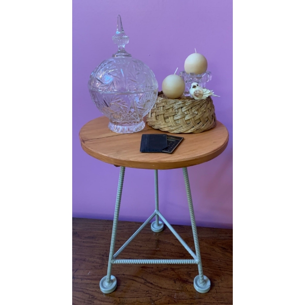 Metal & Wooden Stool (20T) w/ Crystal and More! 