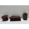 Image 1 : Wooden Funnel and Intricately Carved Boxes