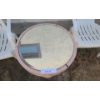 Image 3 : Pair of Plastic Outdoor Patio Chairs 22 w, 28 h, 16 d.  Mirrored Table 19 dia, 27 h. Plant Caddies