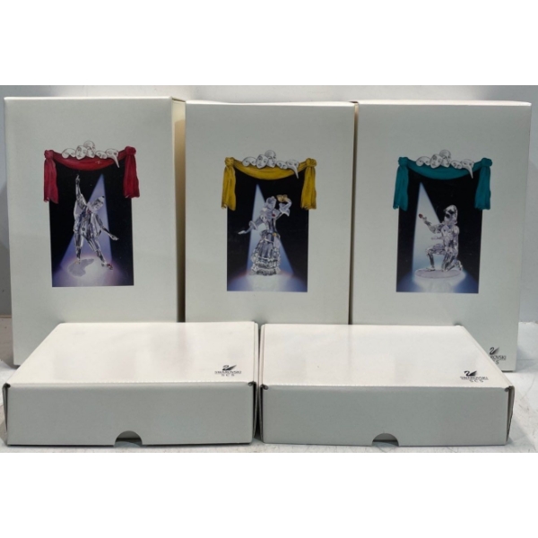 Swarovski 1999-2001 Columbine, Harlequin, Pierrot with Display's and Plaque's