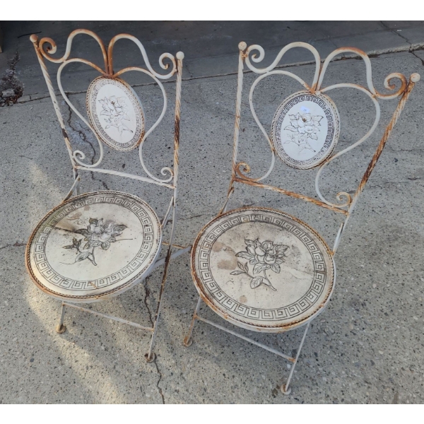 Pair of Outdoor Metal Chairs 15 W, 19 D, 36 T