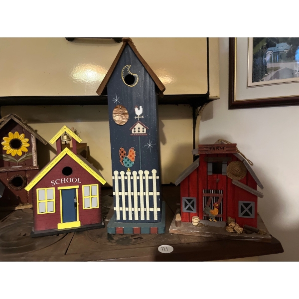  Selection of 3 bird house all hand crafted & Hand painted