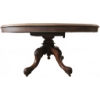 Image 2 : Wooden Round Table with Carved Pedestal Base, 34" x 46" Top