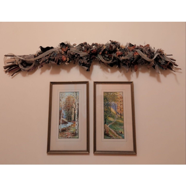 W. Edgar Cantelor Framed Art Prints 13"Tall w/ Decorative Foliage 