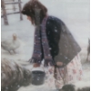 Image 3 : Print of Snowy Farm Feeding, Artist Illegible, Framed Under Glass 38 X 26.5