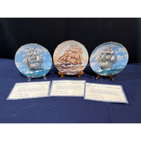 Set of Three Collectors Plates with original boxes and COA