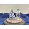 Image 2 : Hand Painted Blue & White Floral Snuff Bottles with Spoons  2.5H