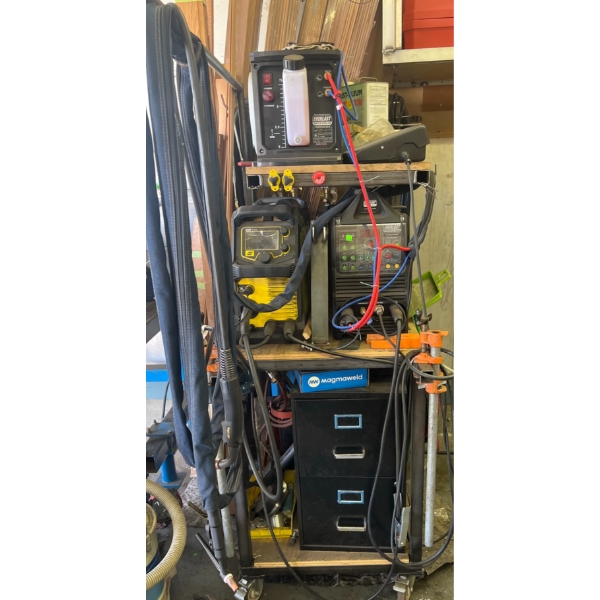 Welding Equipment Lot With Everlast Welders, ESAB EMP 215ic, Tanks