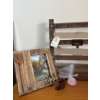 Image 3 : Lovely Wooden Shelf w/ Rustic Decor Items - Shelf is 31.5W, 22.5T 