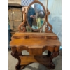 Image 3 : Ornately Carved Wood Vanity With Oval Mirror