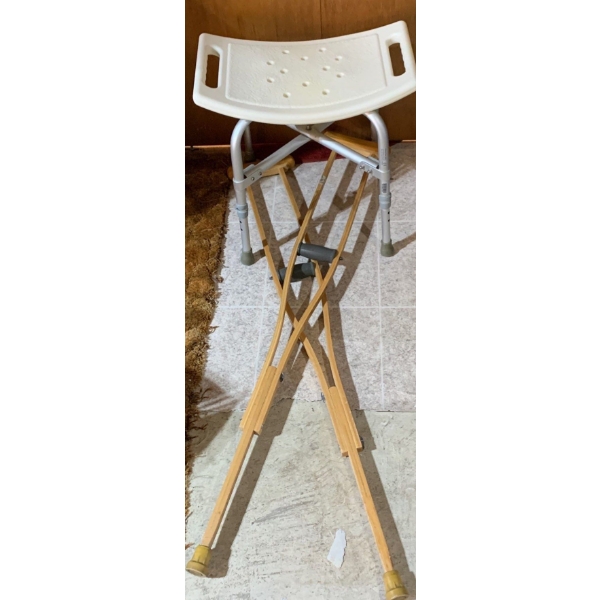 Shower Chair w/ Adjustable Wood Crutches - Medical