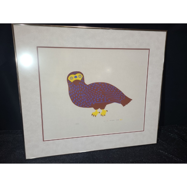 "Owl", Artist: Noah Meeko, 14/46, Serigraph Framed Under Glass 30.5 x 26.5