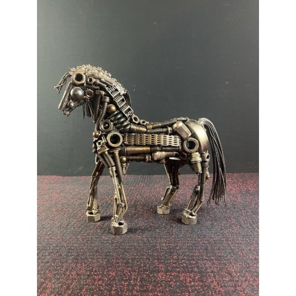 Metal Horse Sculpture 10.5 in Tall