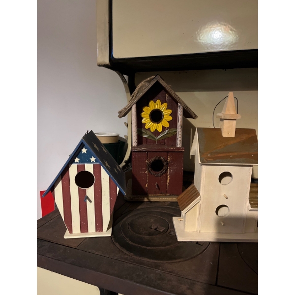 collection of three bird houses all handmade