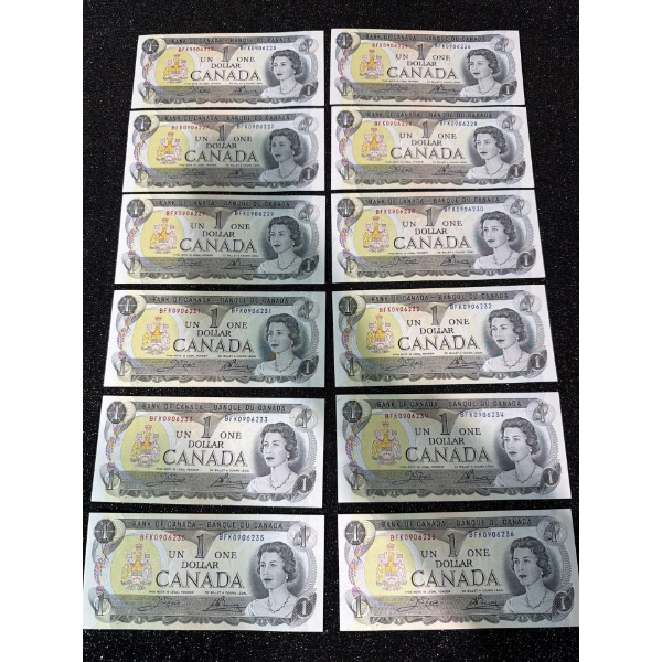 Canadian $1 Bills Consecutive Serial Numbers