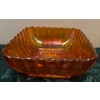 Image 2 : Lustre Rose Fruit Bowl & Pillar Flute Square Bowl  Marigold Carnival Glass-Imperial Co.