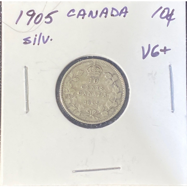 4 Canada Silver Dimes, 1901, 1905, 1906 & 1907