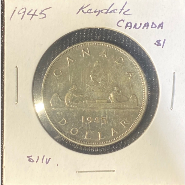 1945 Canadian Dollar 80% Silver 23.33 Grams 